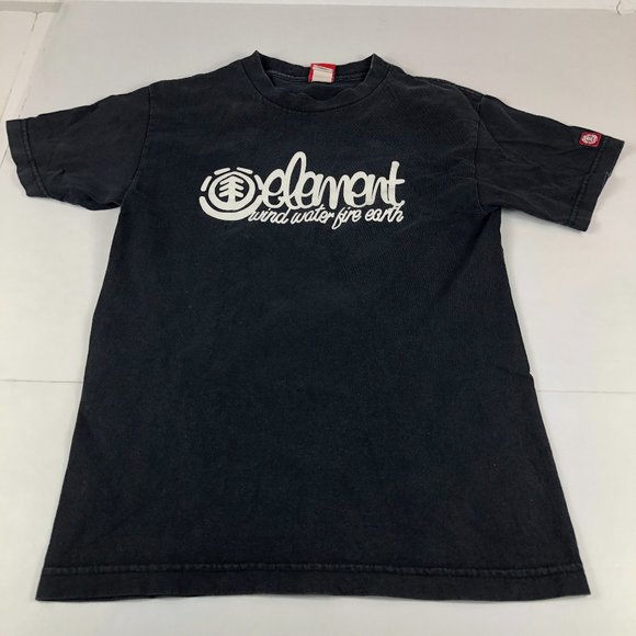 Vintage Element Skateboards Shirt Men's Small Black Faded Cursive Spell Out Logo - Picture 1 of 10